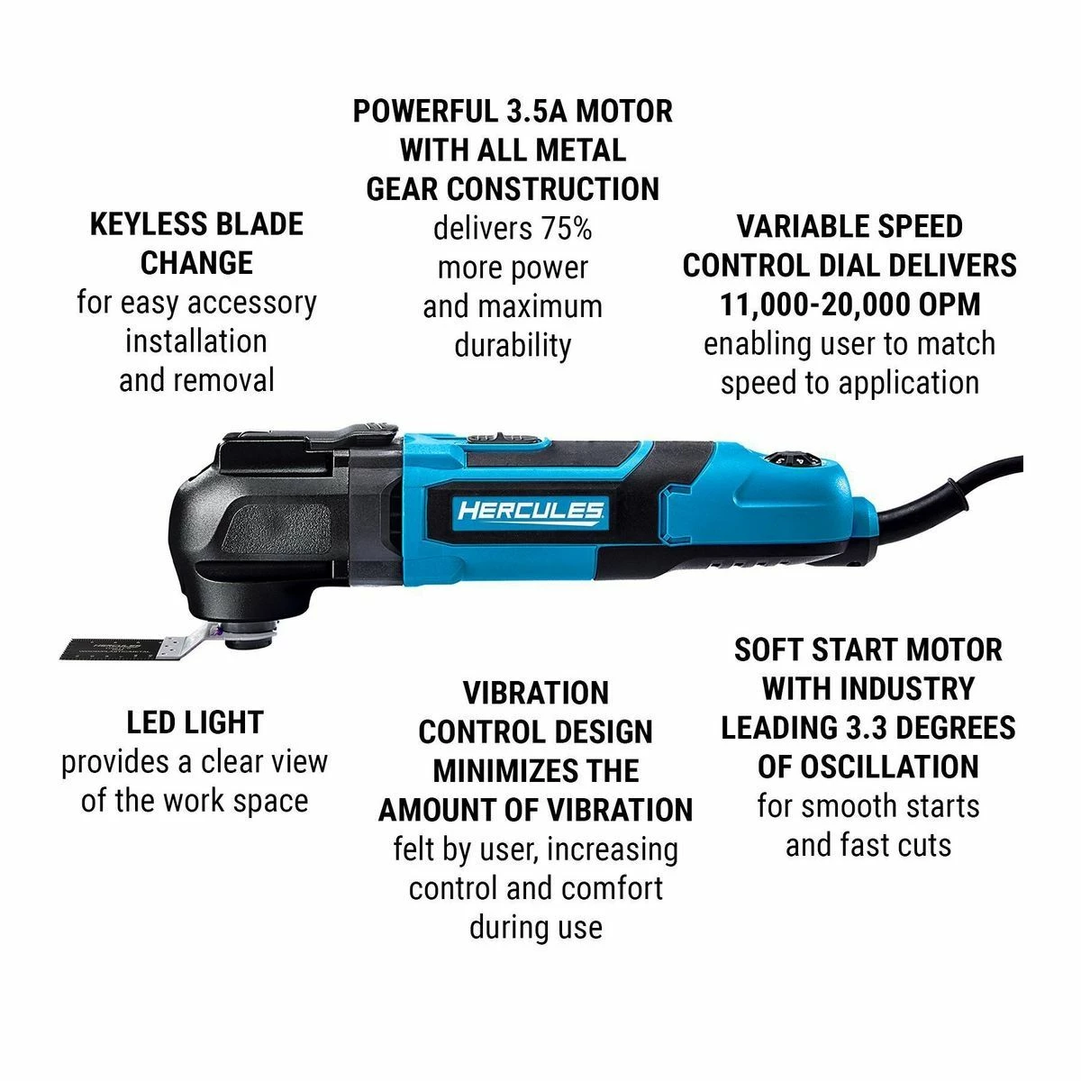 Budget 👍 Hot Sale 🎁 HERCULES 3.5 Amp Variable Speed Oscillating Multi-Tool 🔔 👏 5 Budget 👍 Hot Sale 🎁 HERCULES 3.5 Amp Variable Speed Oscillating Multi-Tool 🔔 👏 - Image 3