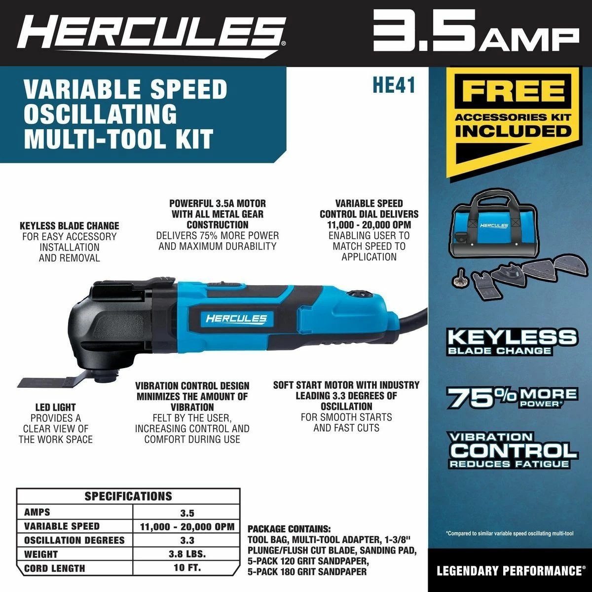 Budget 👍 Hot Sale 🎁 HERCULES 3.5 Amp Variable Speed Oscillating Multi-Tool 🔔 👏 6 Budget 👍 Hot Sale 🎁 HERCULES 3.5 Amp Variable Speed Oscillating Multi-Tool 🔔 👏 - Image 4