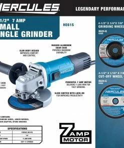 Discount 🎉 Cheap 🔔 HERCULES 7 Amp 4-1/2 in. Slide Switch Angle Grinder ✔️ ❤️ -Hercules Sales Store 56435 W2SS
