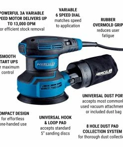 Discount ⭐ Brand new 💯 HERCULES 3 Amp 5 in. Random Orbital Palm Sander with Soft Start ⌛ 🔔 -Hercules Sales Store 56458 W2