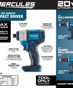 Outlet ✨ Hot Sale 😉 HERCULES 20V Cordless 1/4 in. Hex Compact Impact Driver - Tool Only 😉 🤩 -Hercules Sales Store 56531 W2SS