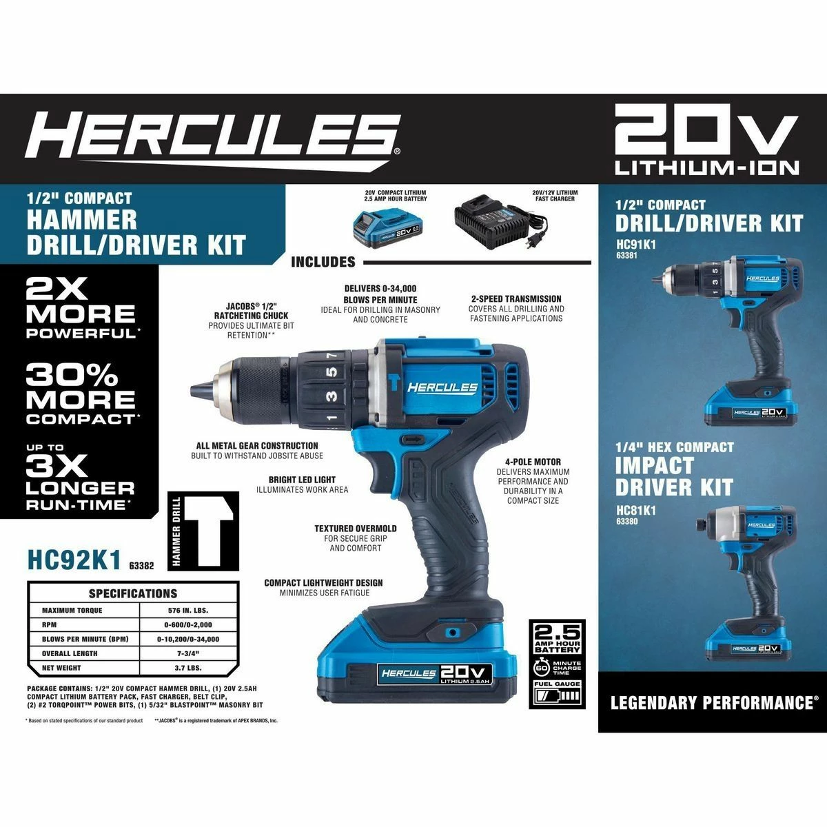 Budget 💯 Best deal 💯 HERCULES 20V Cordless 1/2 in. Compact Variable Speed 🔨 🔨 Hammer Drill/Driver - Tool Only ❤️ 🔔 13 Budget 💯 Best deal 💯 HERCULES 20V Cordless 1/2 in. Compact Variable Speed 🔨 🔨 Hammer Drill/Driver - Tool Only ❤️ 🔔 - Image 12