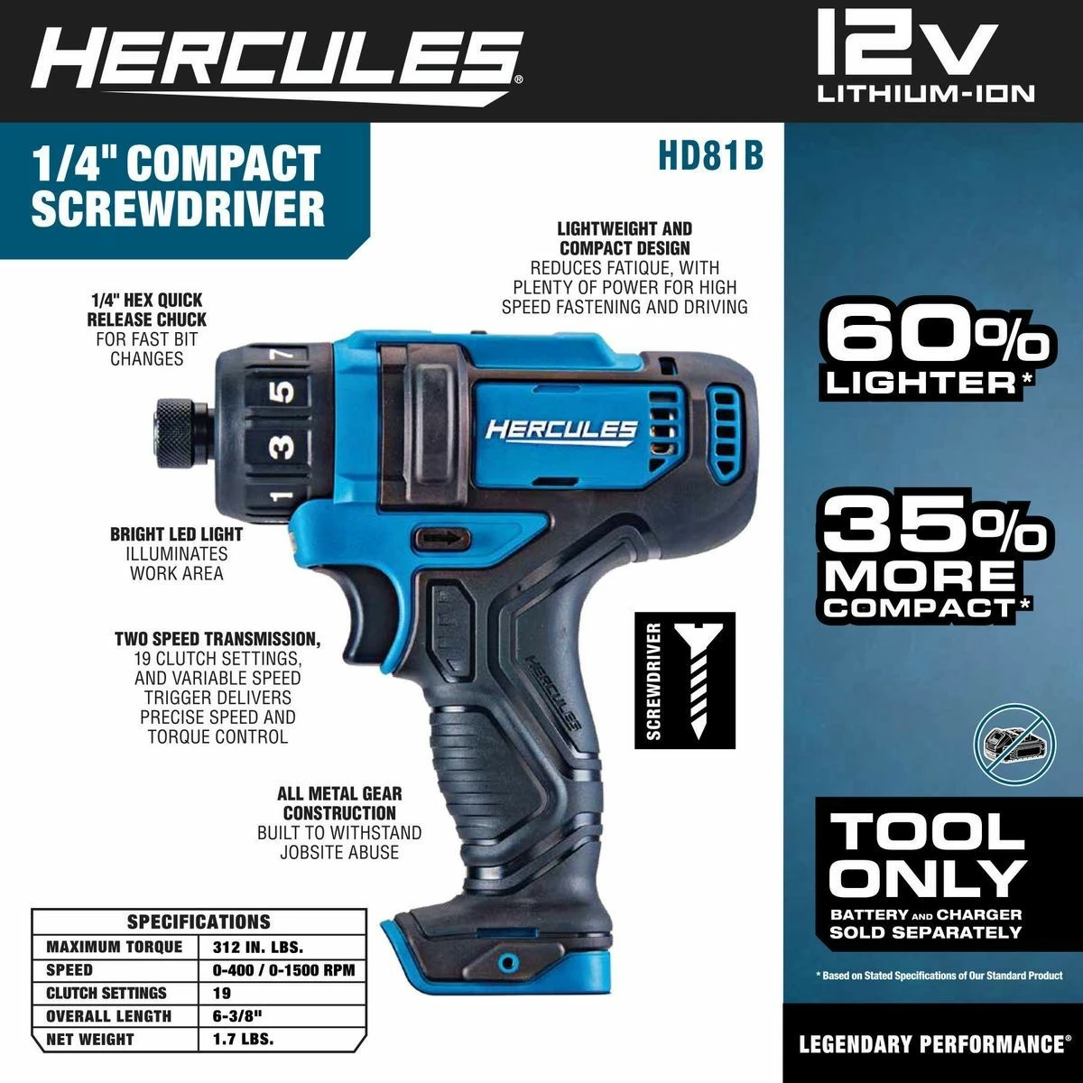 Hot Sale 🥰 Cheapest 😉 HERCULES 12V Cordless 1/4 in. Hex Compact Screwdriver - Tool Only 🎁 ✔️ 5 Hot Sale 🥰 Cheapest 😉 HERCULES 12V Cordless 1/4 in. Hex Compact Screwdriver - Tool Only 🎁 ✔️ - Image 5