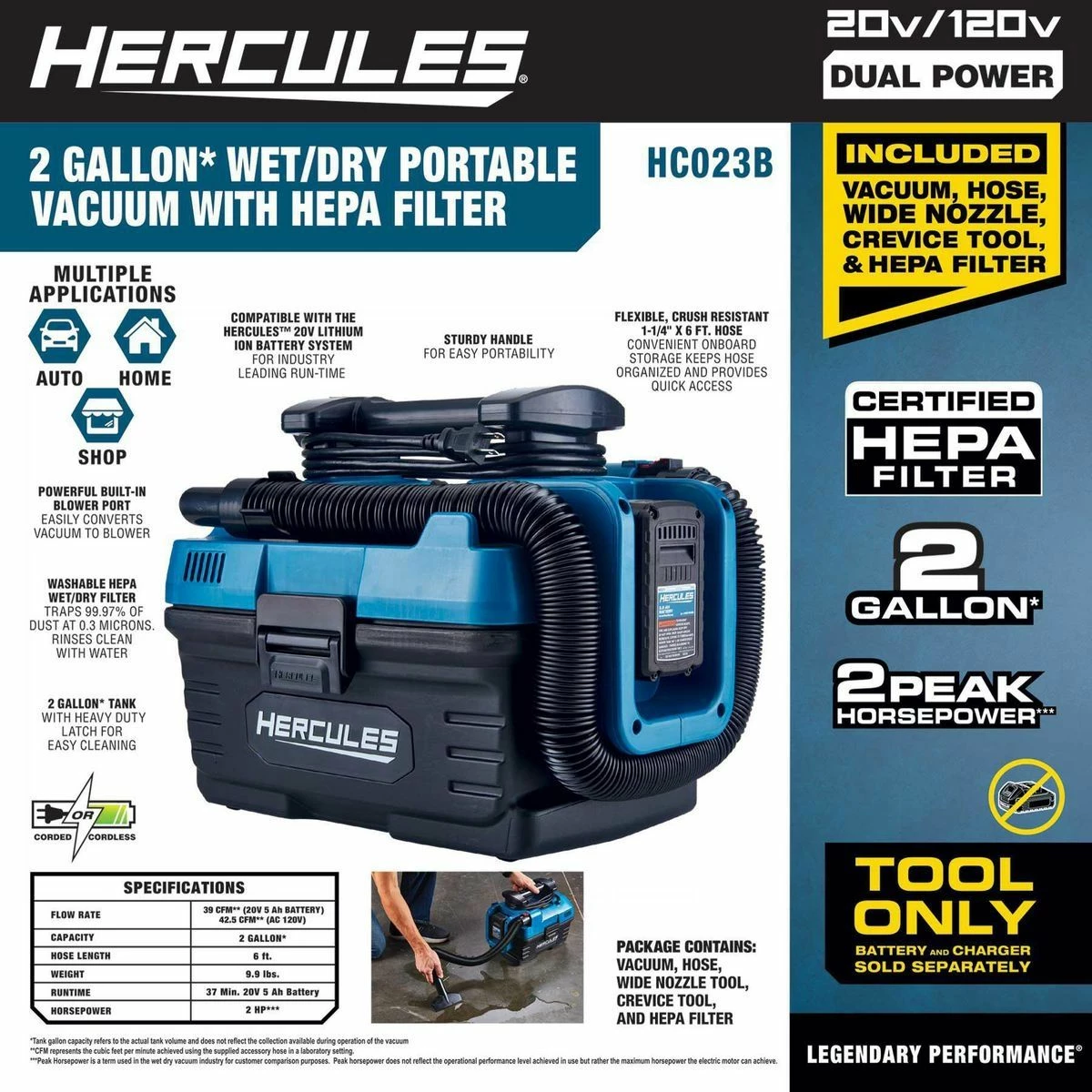 Best reviews of ๐ Buy ๐ HERCULES 20V/120V Dual Power 2 Gallon Wet/Dry Portable Vacuum - Tool Only โ ๐ 7 Best reviews of ๐ Buy ๐ HERCULES 20V/120V Dual Power 2 Gallon Wet/Dry Portable Vacuum - Tool Only โ ๐ - Image 5