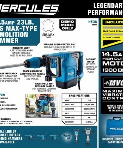 Cheapest ✔️ Deals 🌟 HERCULES 14.5 Amp 23 lb. SDS Max-Type Demolition 🔨 🔨 Hammer with Maximum Vibration Control 🌟 ⌛ -Hercules Sales Store 56843 W2SS