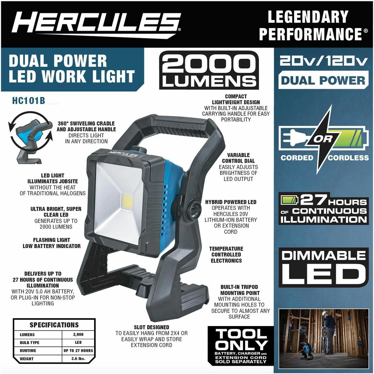 Top 10 π Cheap π HERCULES 20v Cordless 2000 Lumen Dual Power Work Light β Tool Only βοΈ π― 6 Top 10 π Cheap π HERCULES 20v Cordless 2000 Lumen Dual Power Work Light β Tool Only βοΈ π― - Image 5