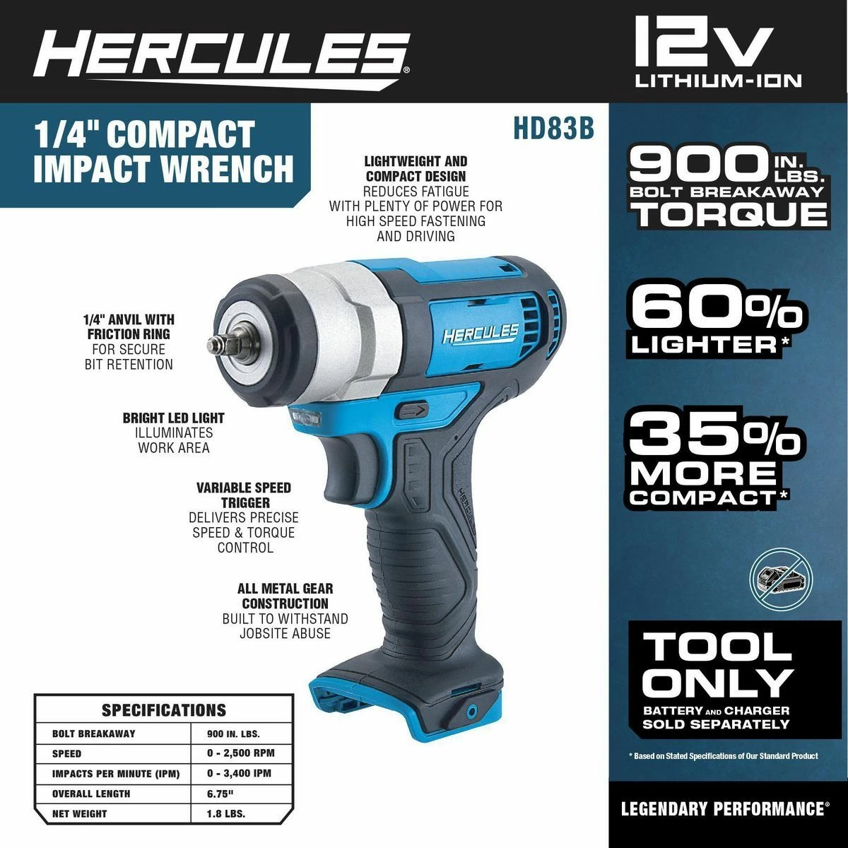 Best Sale โจ Promo ๐ HERCULES 12V Cordless 1/4 in. Compact Impact ๐ง ๐ง Wrench - Tool Only ๐ ๐ 7 Best Sale โจ Promo ๐ HERCULES 12V Cordless 1/4 in. Compact Impact ๐ง ๐ง Wrench - Tool Only ๐ ๐ - Image 5