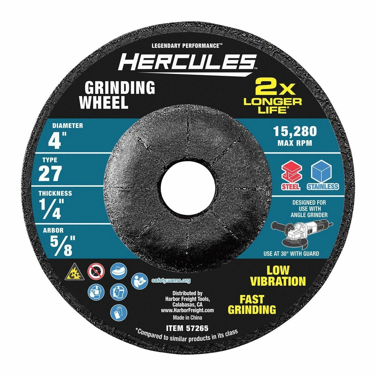 Cheap ๐ Hot Sale ๐ HERCULES 4 in. x 1/4 in. x 5/8 in. Type 27 Metal Grinding Wheel ๐ โจ 4 Cheap ๐ Hot Sale ๐ HERCULES 4 in. x 1/4 in. x 5/8 in. Type 27 Metal Grinding Wheel ๐ โจ - Image 2