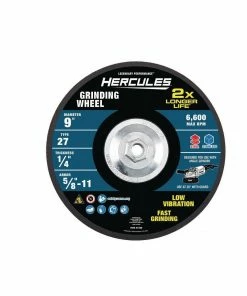 Outlet ❤️ Cheapest 😀 HERCULES 9 in. x 1/4 in. x 5/8-11 in. Type 27 Metal Grinding Wheel ❤️ 🤩