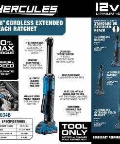 Buy โค๏ธ Outlet ๐ HERCULES 12V Cordless 3/8 in. Extended Reach Ratchet - Tool Only ๐ ๐ 19 Buy โค๏ธ Outlet ๐ HERCULES 12V Cordless 3/8 in. Extended Reach Ratchet - Tool Only ๐ ๐ -Hercules Sales Store 57276 W2SS