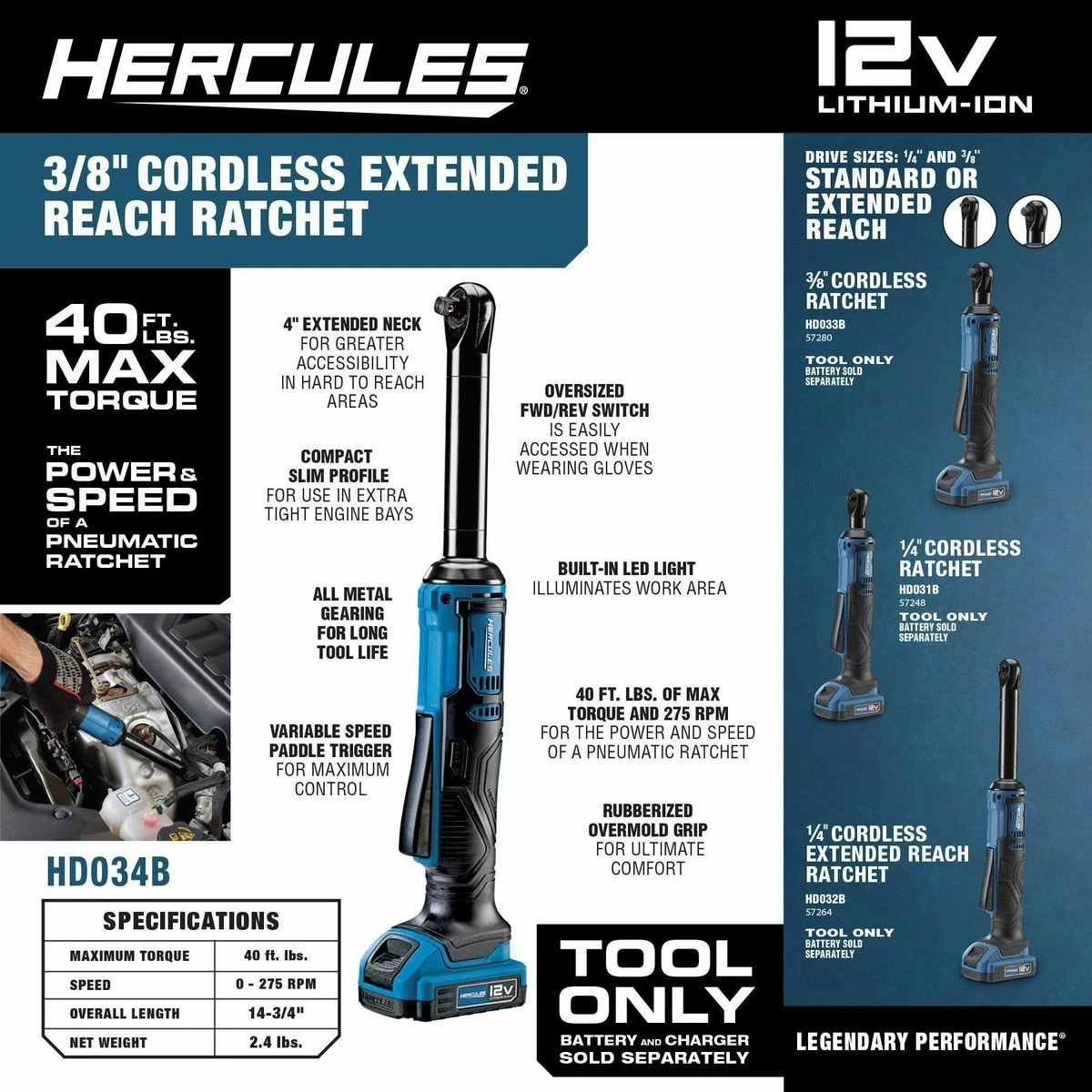 Buy โค๏ธ Outlet ๐ HERCULES 12V Cordless 3/8 in. Extended Reach Ratchet - Tool Only ๐ ๐ 7 Buy โค๏ธ Outlet ๐ HERCULES 12V Cordless 3/8 in. Extended Reach Ratchet - Tool Only ๐ ๐ - Image 5