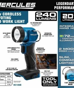 Best Sale π Cheapest π― HERCULES 20V Cordless 220 Lumen Work Light - Tool Only π π 17 Best Sale π Cheapest π― HERCULES 20V Cordless 220 Lumen Work Light - Tool Only π π -Hercules Sales Store 57279 W2SS