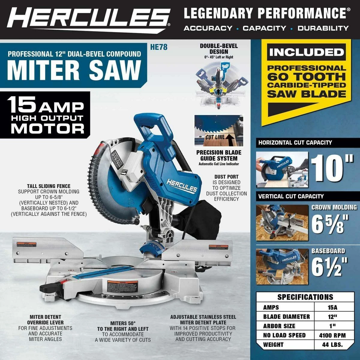 Buy โจ Outlet ๐ฏ HERCULES 12 in. Dual-Bevel Compound Miter Saw with Precision LED Shadow Guide โจ ๐ฅฐ 5 Buy โจ Outlet ๐ฏ HERCULES 12 in. Dual-Bevel Compound Miter Saw with Precision LED Shadow Guide โจ ๐ฅฐ - Image 3