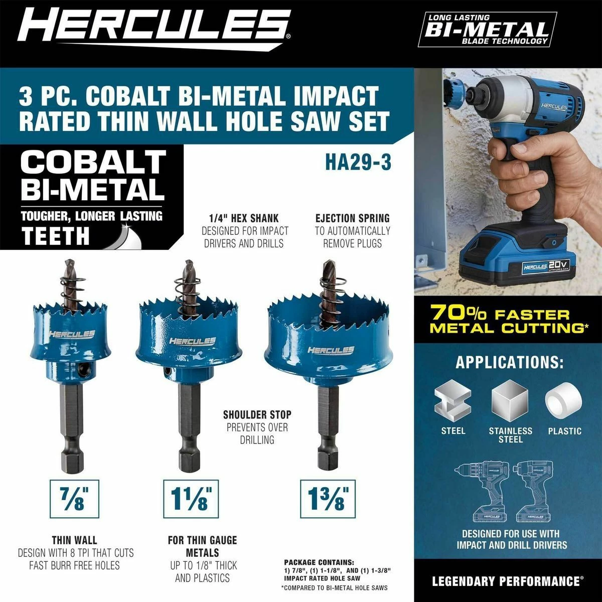 Buy โ๏ธ Promo ๐ HERCULES Cobalt Bi-Metal Impact Rated Thin Wall Hole Saw Set, 3 Pc. โจ ๐ 5 Buy โ๏ธ Promo ๐ HERCULES Cobalt Bi-Metal Impact Rated Thin Wall Hole Saw Set, 3 Pc. โจ ๐ - Image 3