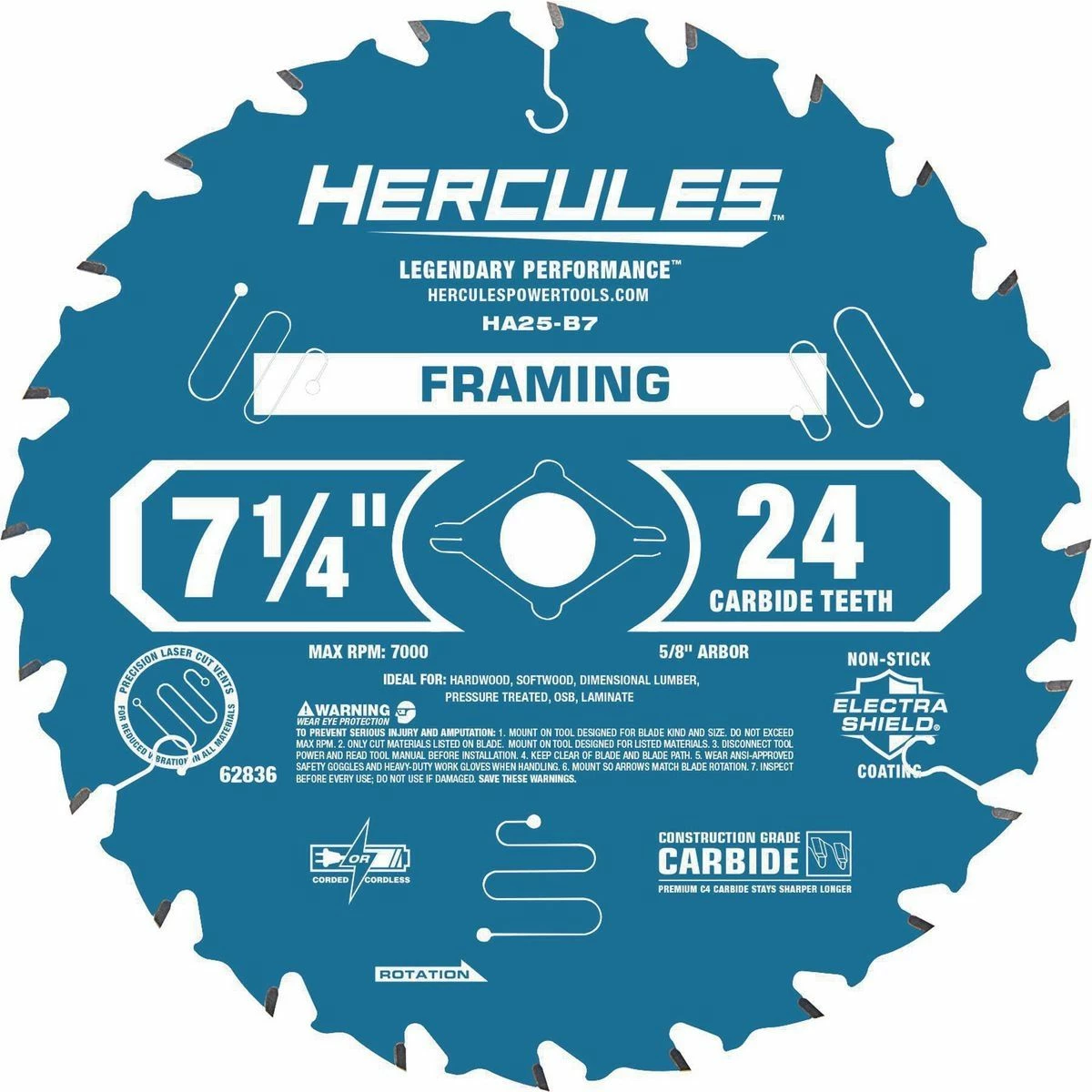 Brand new ๐ Cheapest โญ HERCULES 7-1/4 in., 24T Framing Circular Saw Blade ๐ โจ 3 Brand new ๐ Cheapest โญ HERCULES 7-1/4 in., 24T Framing Circular Saw Blade ๐ โจ