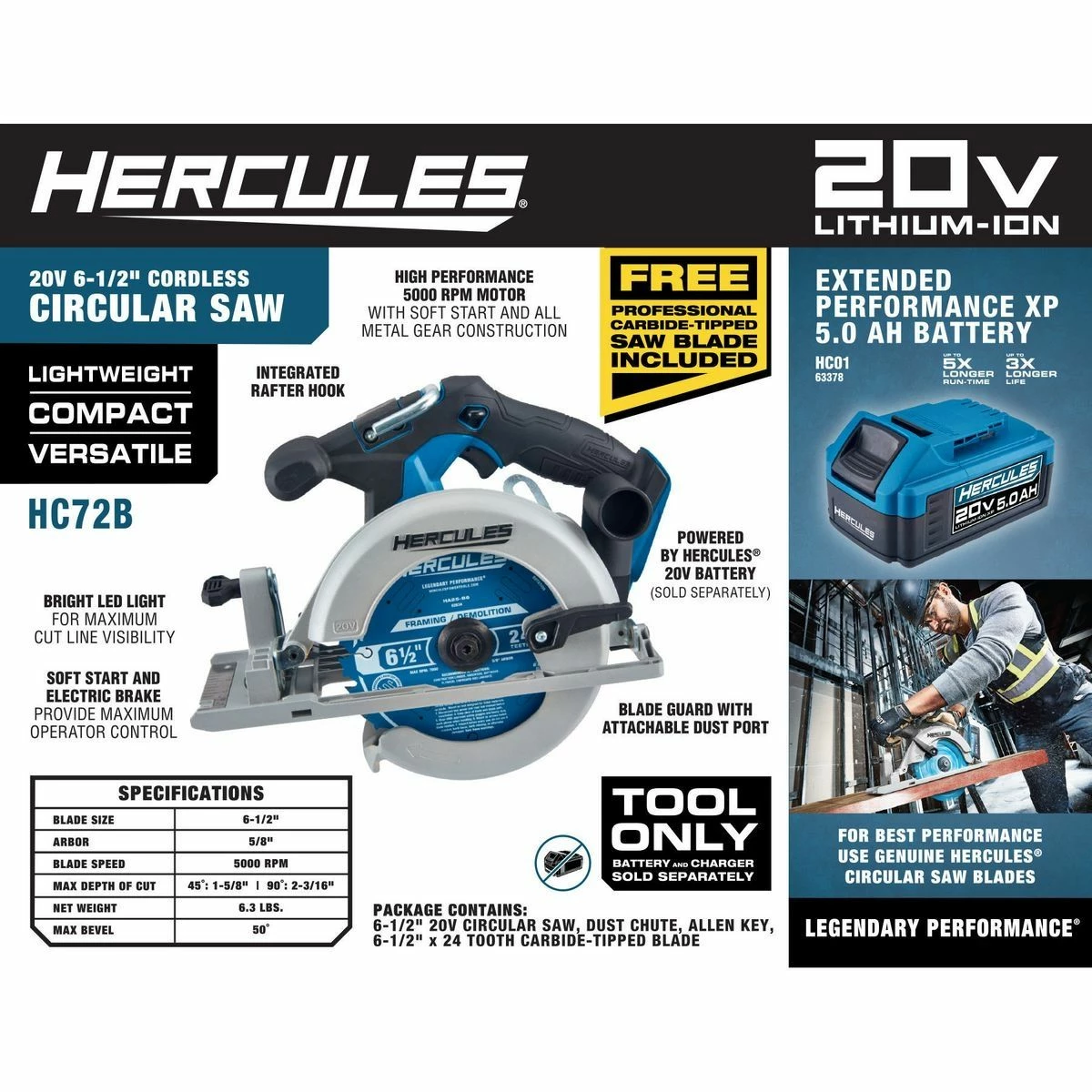 Hot Sale 🔔 Flash Sale ⌛ HERCULES 20V Cordless 6-1/2 in. Circular Saw - Tool Only 🎁 🛒 8 Hot Sale 🔔 Flash Sale ⌛ HERCULES 20V Cordless 6-1/2 in. Circular Saw - Tool Only 🎁 🛒 - Image 6